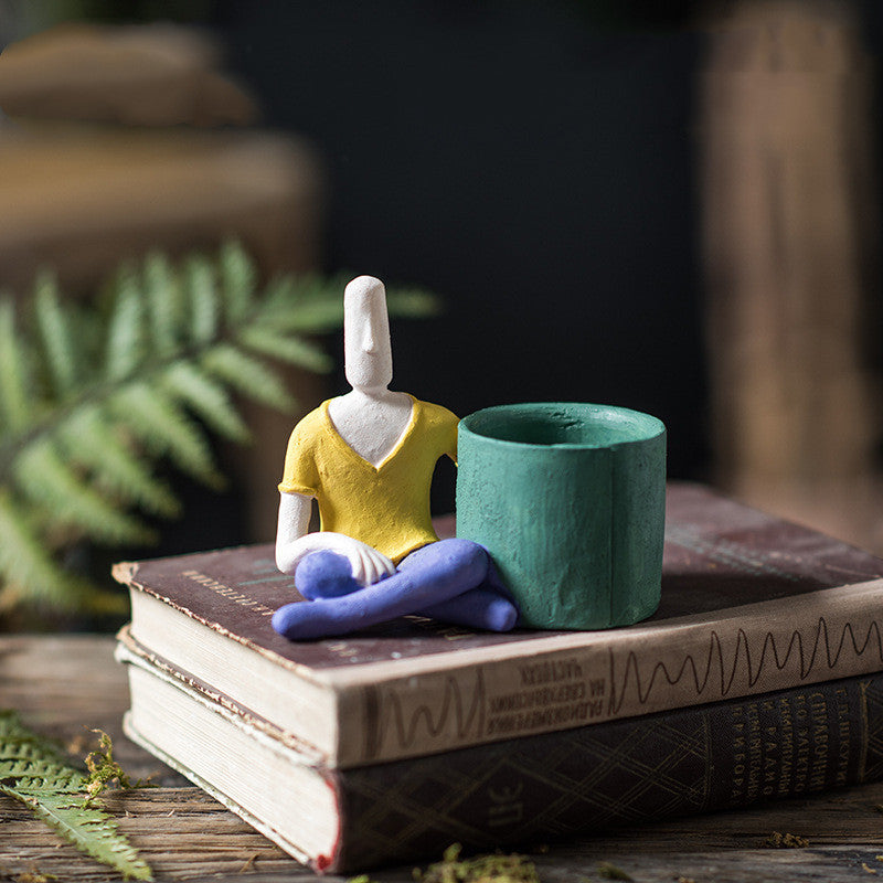 Abstract cartoon potted garden flower pot