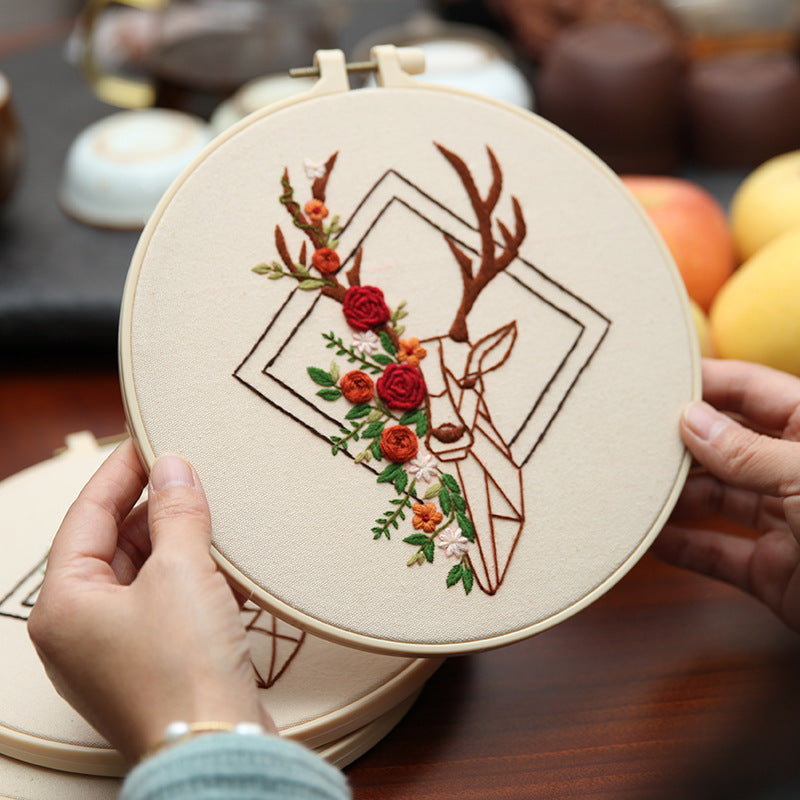 Abstract Geometric Pattern Embroidery Handmade Wall Art