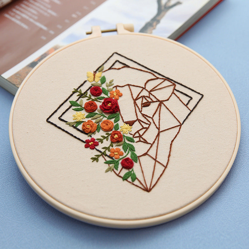 Abstract Geometric Pattern Embroidery Handmade Wall Art