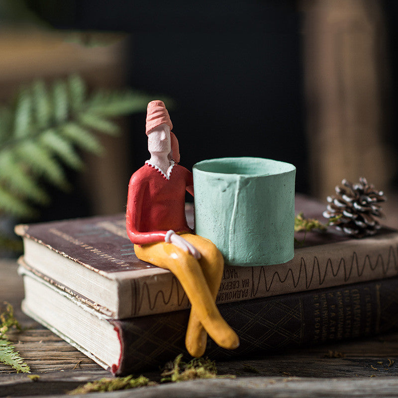 Abstract cartoon potted garden flower pot
